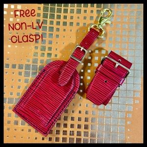 Louis Vuitton Rare Epi Red Luggage Tag & Poignet Set
